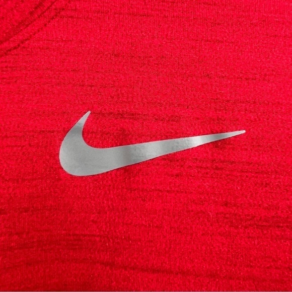 NIKE DRI-FIT Short Sleeve Tee. Red space dyed. Swish Logo in gray. Size Large - Picture 3 of 7